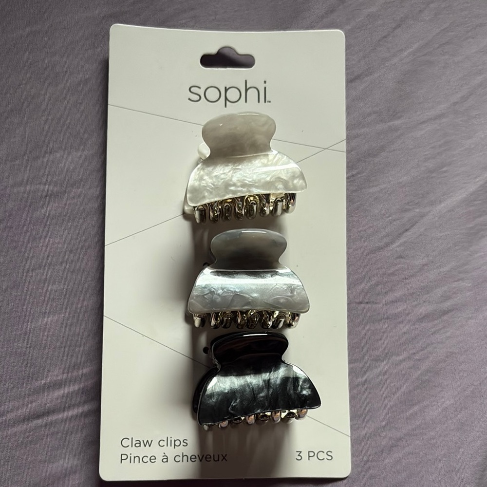 Sophi Claw Clips Set - White, Gray, Black